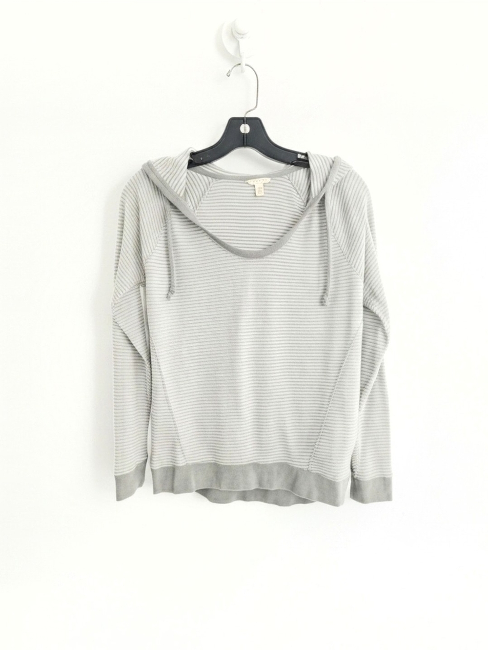 Sonoma Light Gray Striped Hoodie Sweatshirt Lightweight And Comfy Womens XS